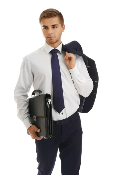 Elegante hombre de negocios con maletín — Foto de Stock