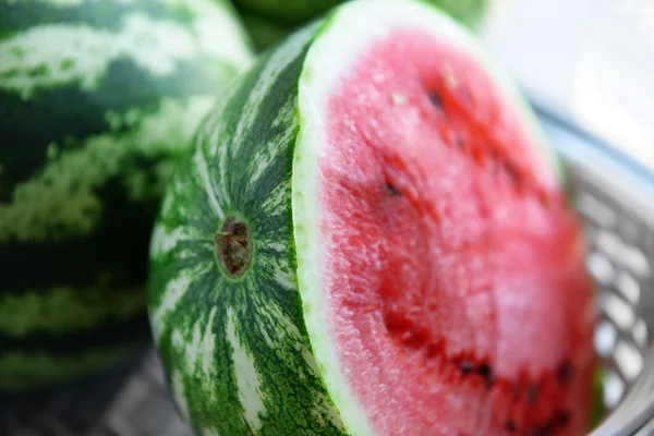 Watermelons in basket closeup — Stock Photo, Image