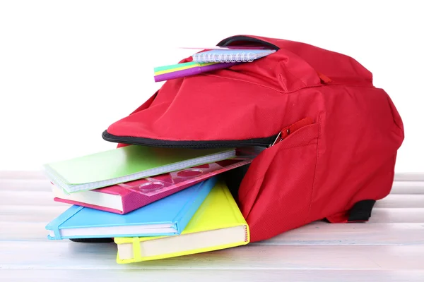 Red bag with school equipment — Stock Photo, Image