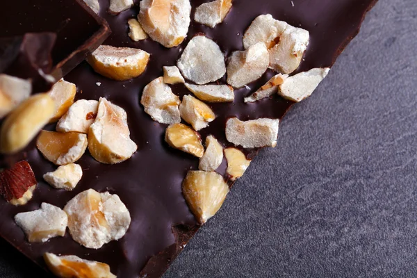 stock image Black chocolate pieces and nuts