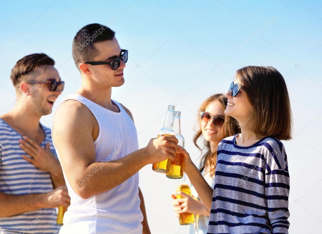 Pretty Young people with beer 