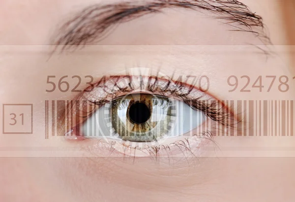 Menschliches Auge mit QR-Code — Stockfoto