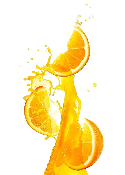 Orange with splashes isolated on white — Stock Photo, Image