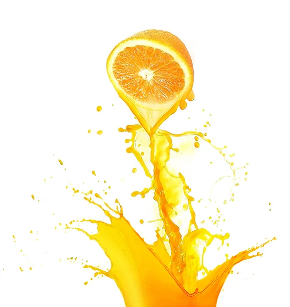 Orange with splashes isolated on white — Stock Photo, Image