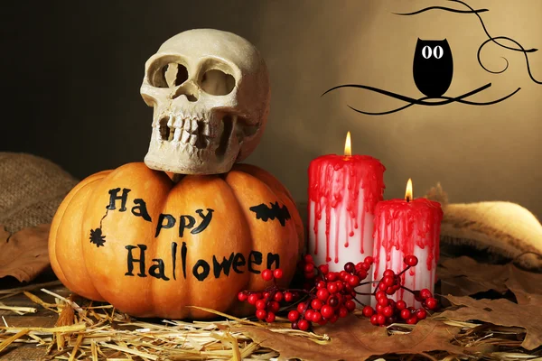 Composizione Halloween con zucca — Foto Stock