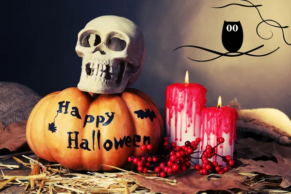 Composizione Halloween con zucca — Foto Stock