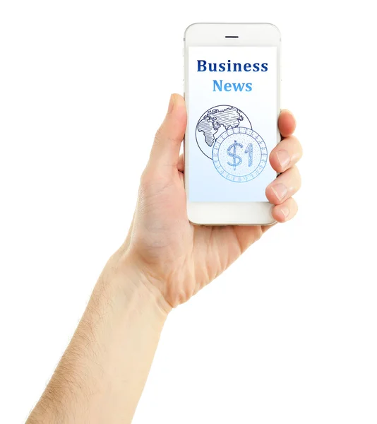 Notizie di business su smart phone — Foto Stock