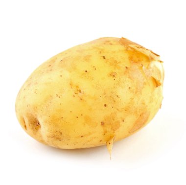 Genç patates üzerinde beyaz izole