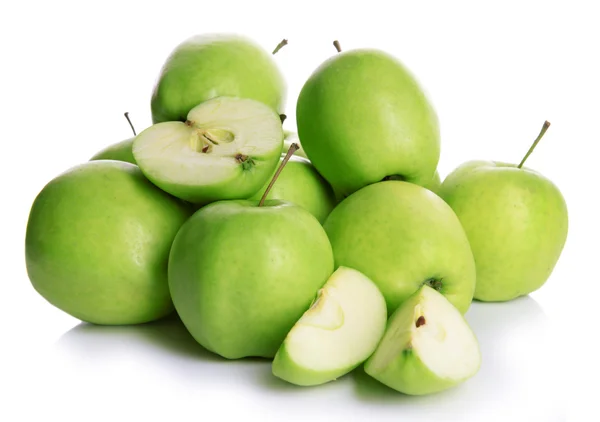 Ripe green apples isolated on white — Stock Photo, Image