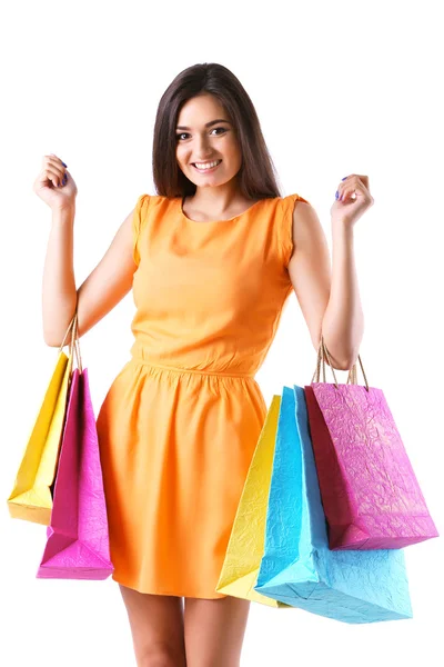 Femme avec sacs à provisions — Photo