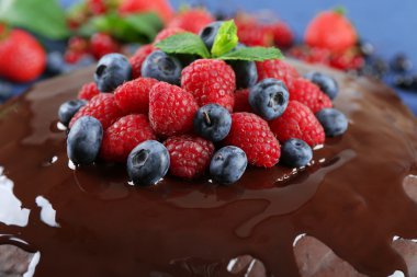 Yaz meyveleri lezzetli çikolatalı kek