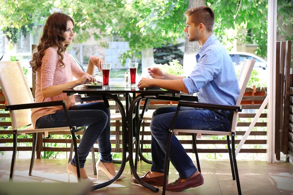 Young couple having lunch — Stock Photo, Image