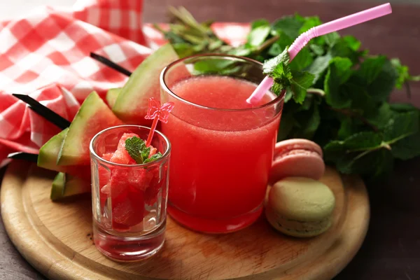 Sobremesas e bebidas de melancia fria — Fotografia de Stock