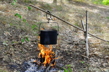 Yanan orman su ısıtıcısı