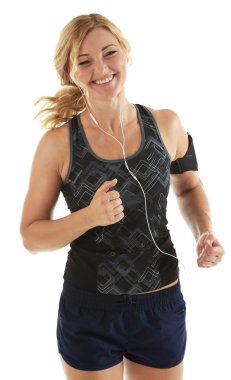 atletik beyaz zemin üzerine izole kadın