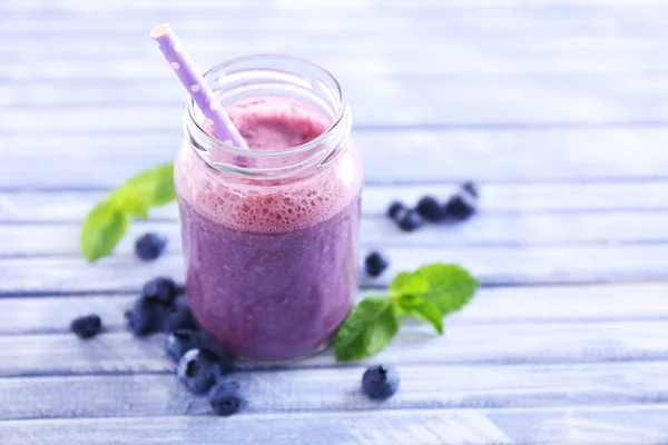 Delicious blueberry yogurt with tubule — Stock Photo, Image