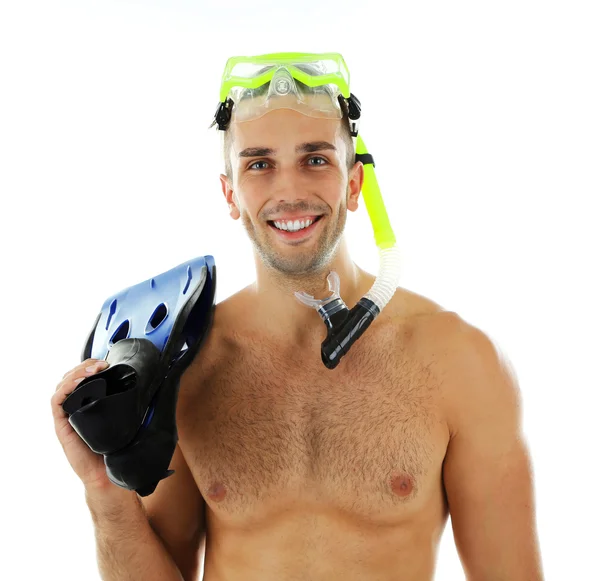 Hombre con máscara de natación o gafas — Foto de Stock