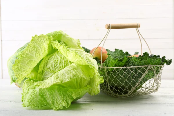 Savoy cabbage and other vegetables — Stock Photo, Image