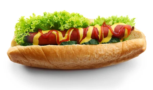 Hot dog isolato su bianco — Foto Stock