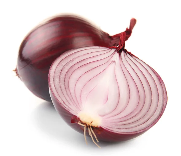 Whole and cut red onions — Stock Photo, Image