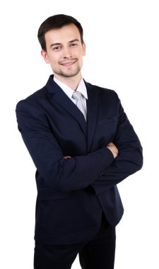beyaz izole takım elbiseli şık adam