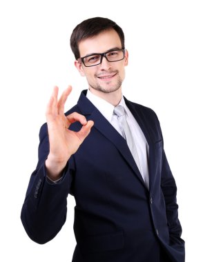 beyaz izole takım elbiseli şık adam