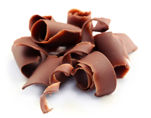 Chocolate curls isolated on white — Stock Photo, Image