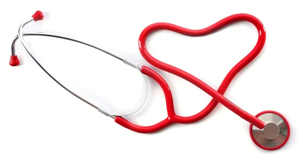 Red shape heart stethoscope isolated on white — Stock Photo, Image