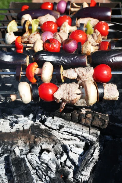 Barbekü mangal closeup ortasında — Stok fotoğraf