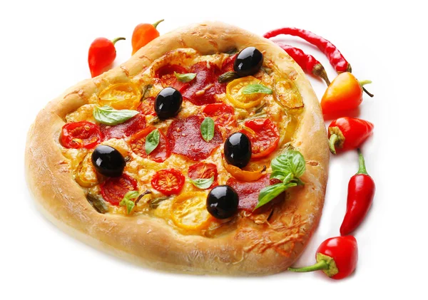 Heart shaped pizza — Stock Photo, Image