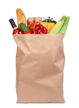 Paper bag with products clipart