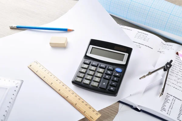 School supplies and textbook — Stock Photo, Image