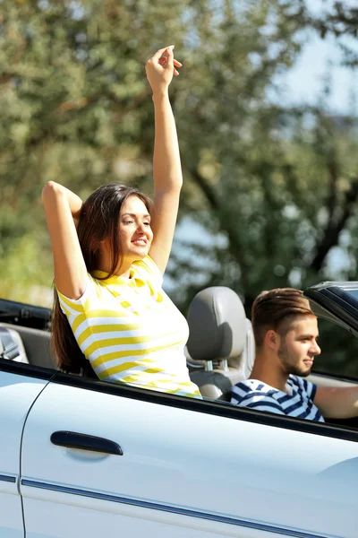 Couple in the car outside — Stock Photo, Image