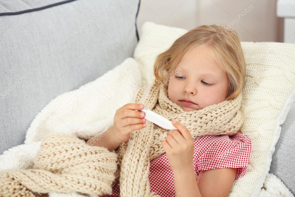 Little girl with sore throat  