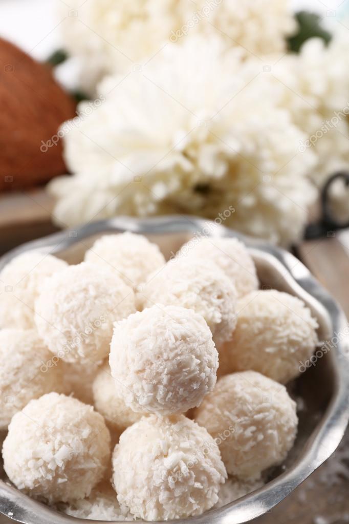 sweets in coconut flakes