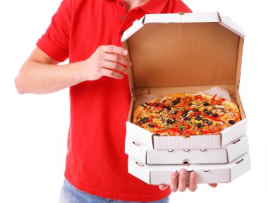 Karton pizza kutuları ile servis elemanı