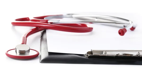 Medical stethoscope with clipboard — Stock Photo, Image