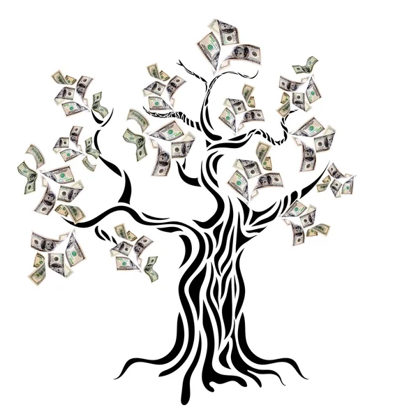 Concepto de dinero. Árbol de dinero aislado en la ilustración blanca . —  Fotos de Stock