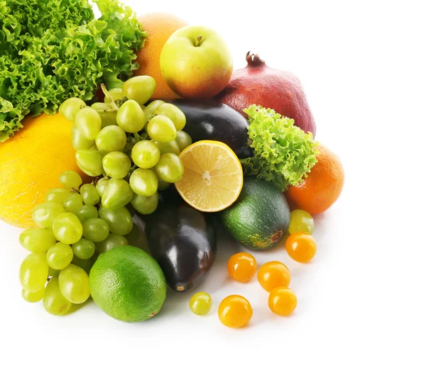 Fresh vegetables and fruits  isolated on white — Stock Photo, Image