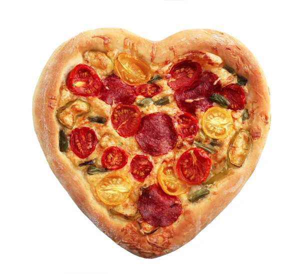 Pizza a forma di cuore isolato su bianco — Foto Stock