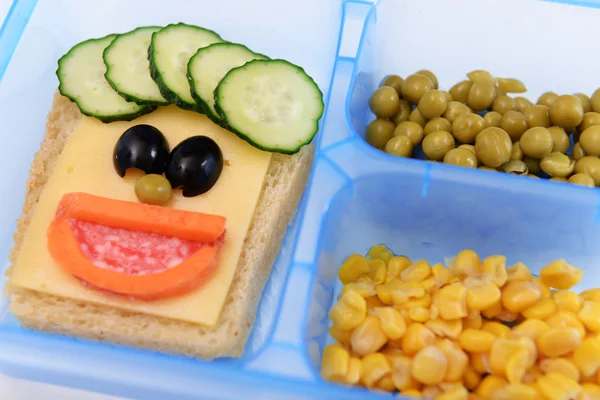 Funny sandwich in box closeup — Stock Photo, Image