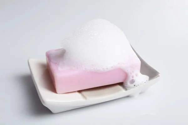 Piece of Soap with foam — Stock Photo, Image