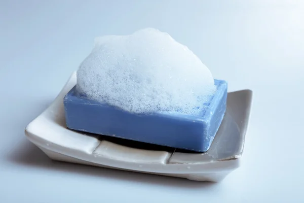 Piece of Soap with foam — Stock Photo, Image