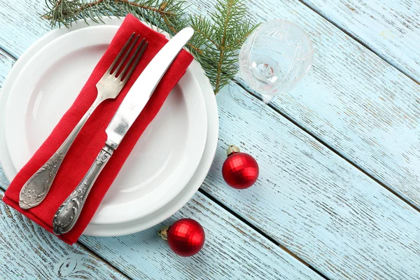 Konzept für weihnachtliches Tischdecken — Stockfoto