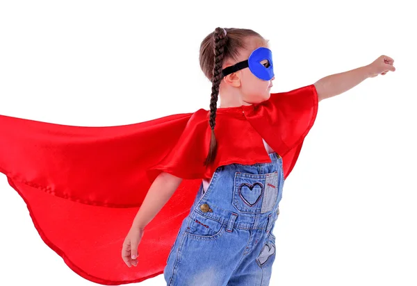 Nettes kleines Mädchen im Superheldenkostüm — Stockfoto