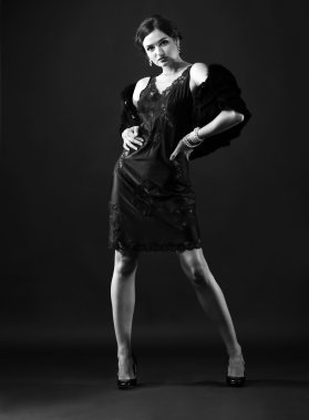 Kadının fotoğrafını retro tarzı 