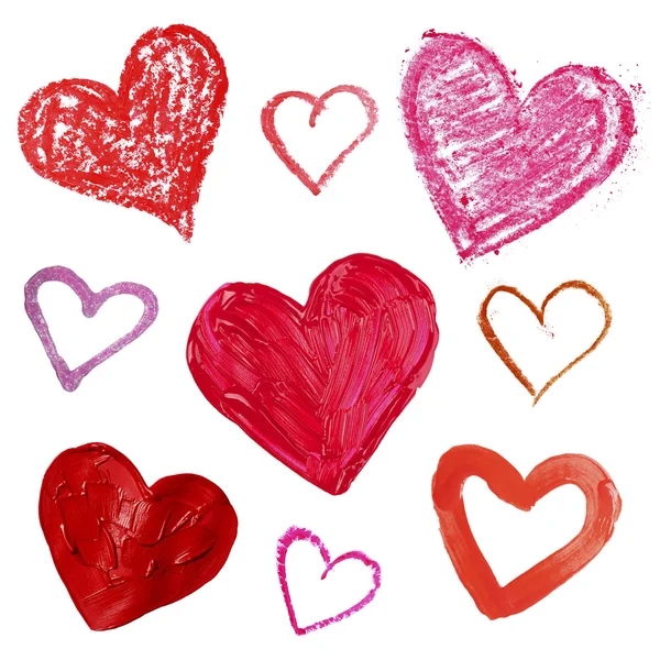 Different drawing hearts — Stock Photo, Image