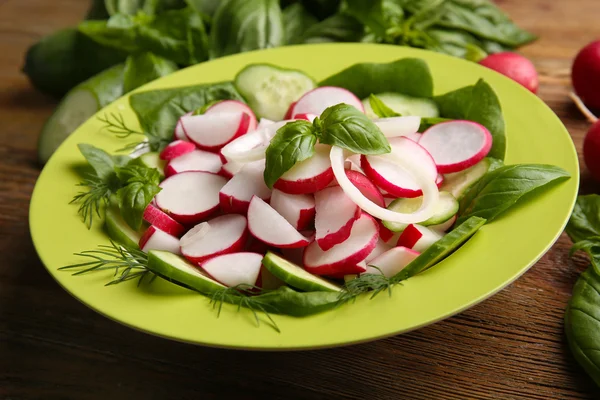 Fresh vegetable salad on table close up — Stock Photo, Image