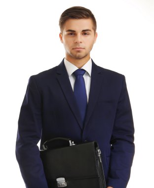 evrak çantası ile zarif işadamı