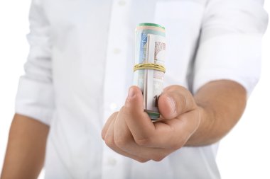 Euro elinde olmayan bir erkek  